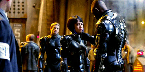 Animated gif of Stacker touching Mako’s face affectionately before the last mission, by thoughthewaybearduousandstrange on Tumblr