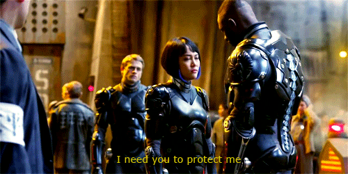 Animated of Mako looking up at Stacker with the text ‘I need you to protect me’, by thoughthewaybearduousandstrange on Tumblr